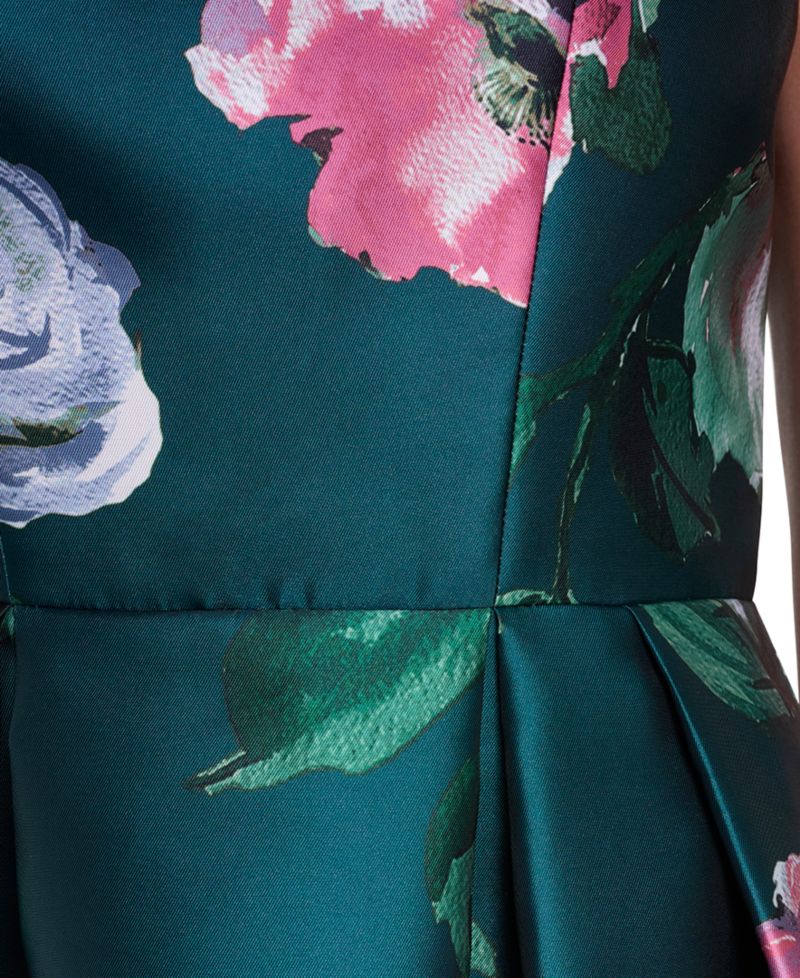 Women's Floral Midi Square Neck Dress