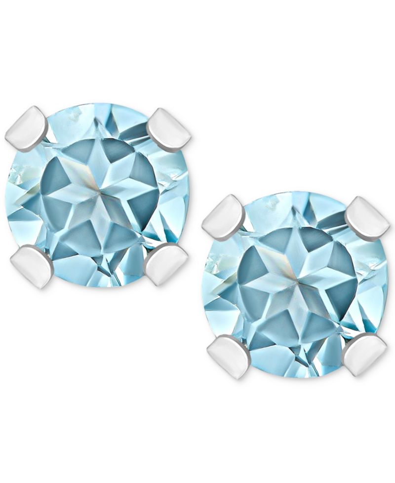Aquamarine (1/5 ct. t.w.) Solitaire Stud Earrings in 14k Gold (Also in Sapphire, Emerald & Ruby)