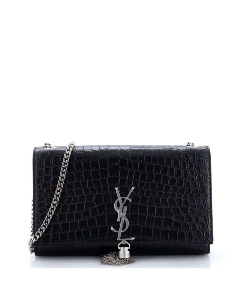 Medium Classic Monogram Tassel Crossbody Bag Embossed Leather