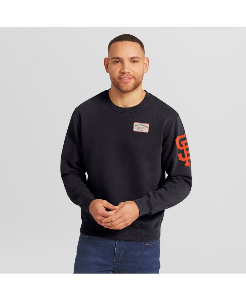 Darius Rucker Collection by Men's Black San Francisco Giants Washed Crew Neck Pullover Sweatshirt