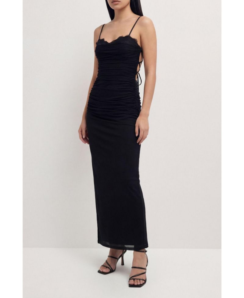Women's Premium Tulle Lace Trim Maxi Dress