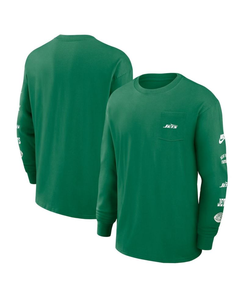 Men's Green New York Jets Rewind Heavy Max 90 Pocket Long Sleeve T-Shirt