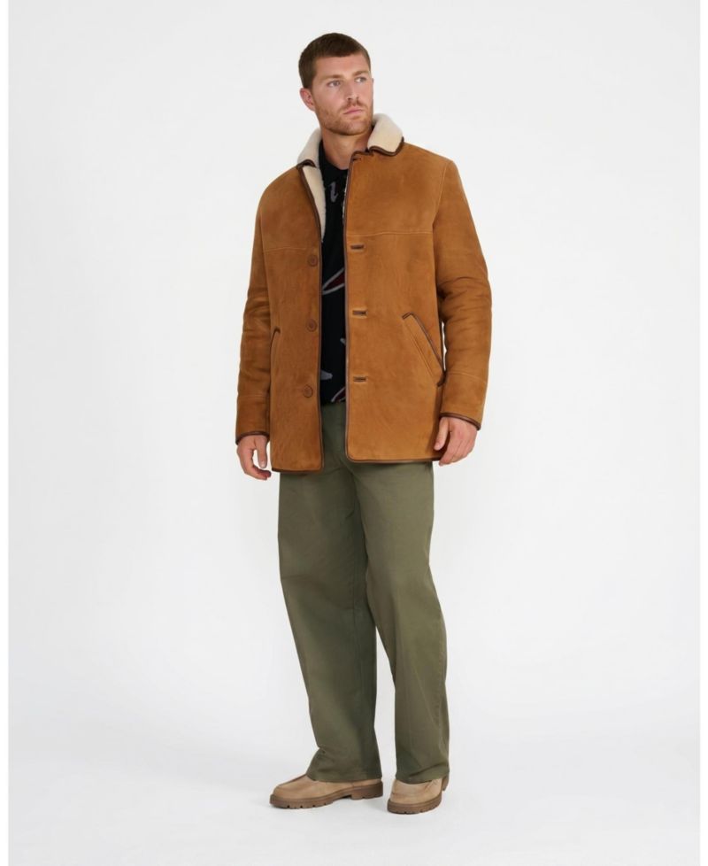 Big & Tall Harrison Whisky Suede Shearling Coat