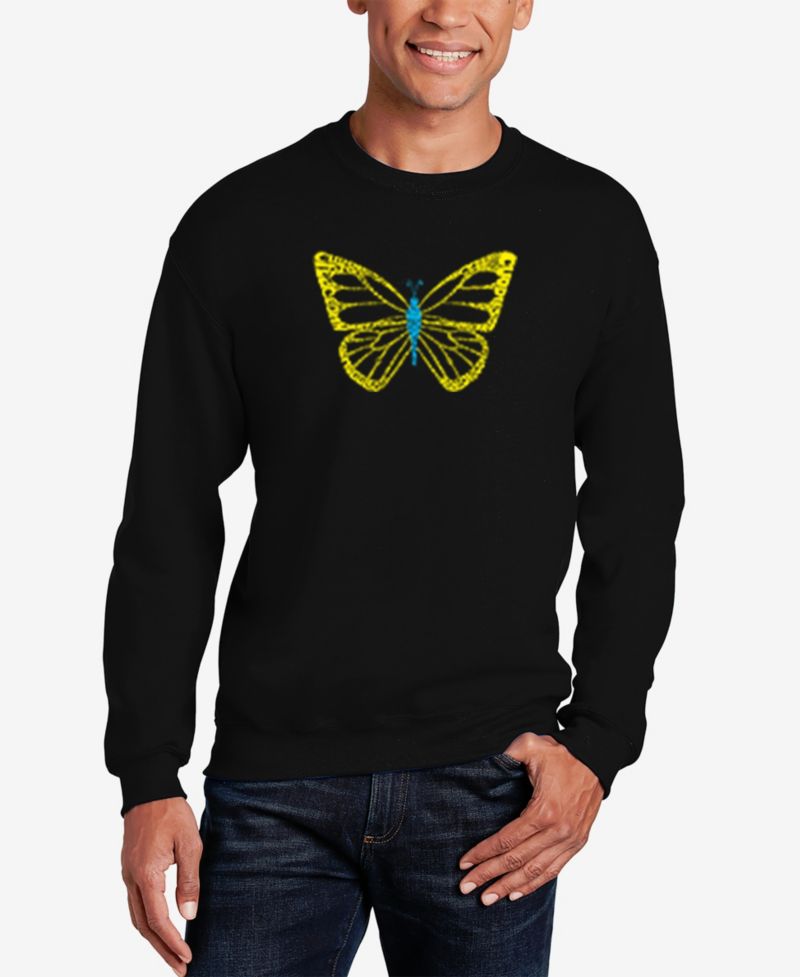 Men's Butterfly Word Art Crew Neck Sweatshirt