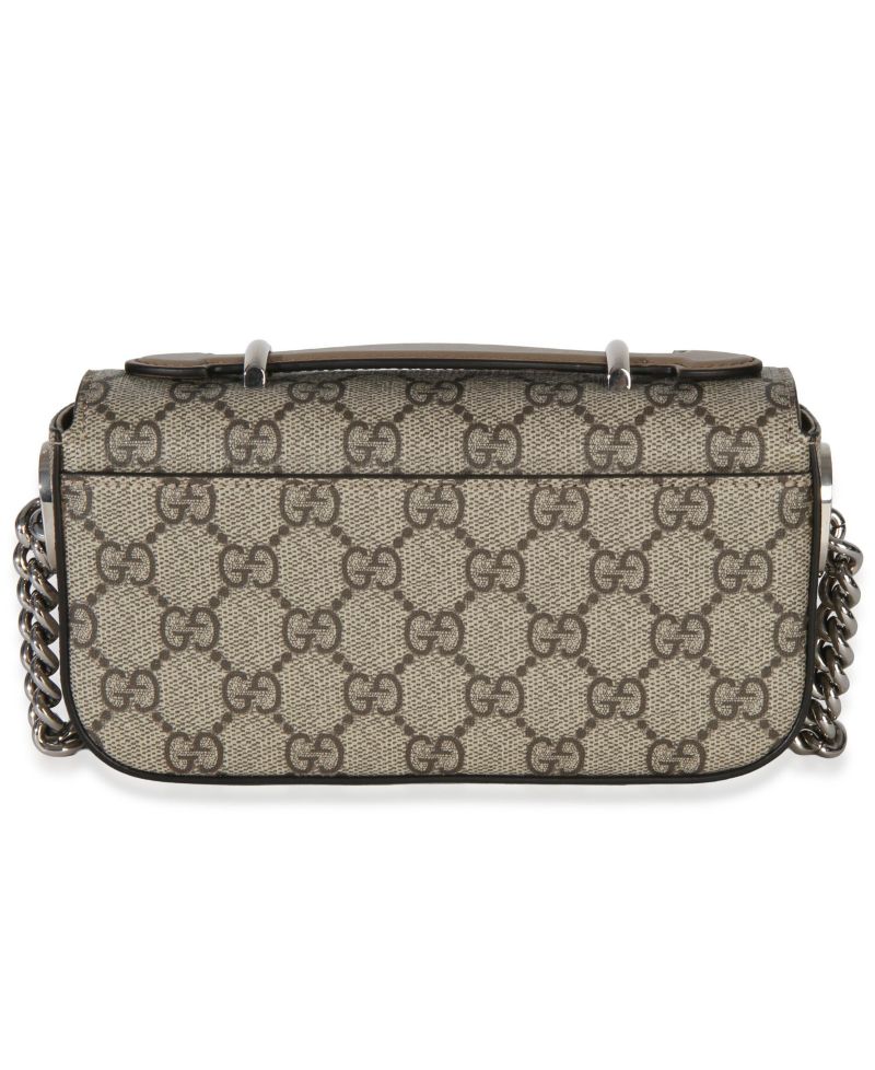 Beige Ebony GG Supreme Senna Petite GG Top Handle Chain Shoulder Bag