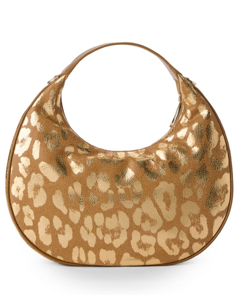 Mindy Glimmer Small Leather Crescent Crossbody Bag