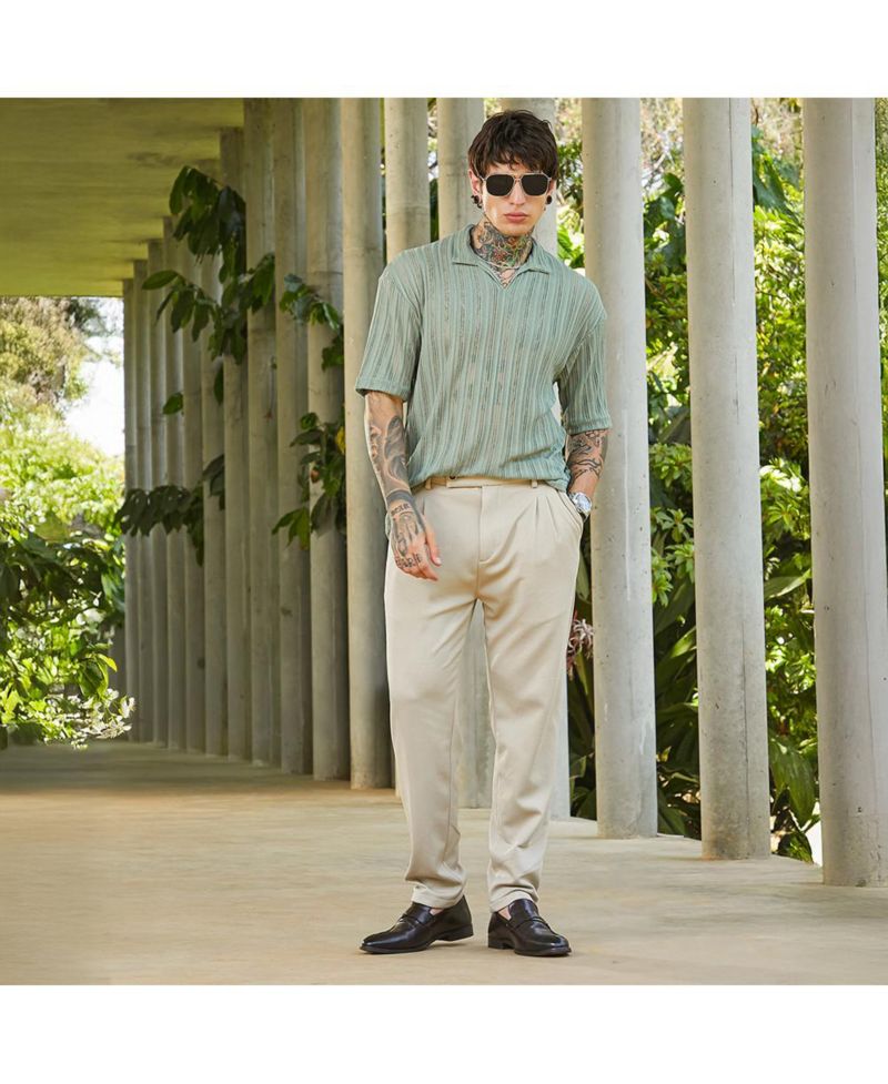 Men's Sage Green Duo-Striped Relaxed Polo T-Shirt