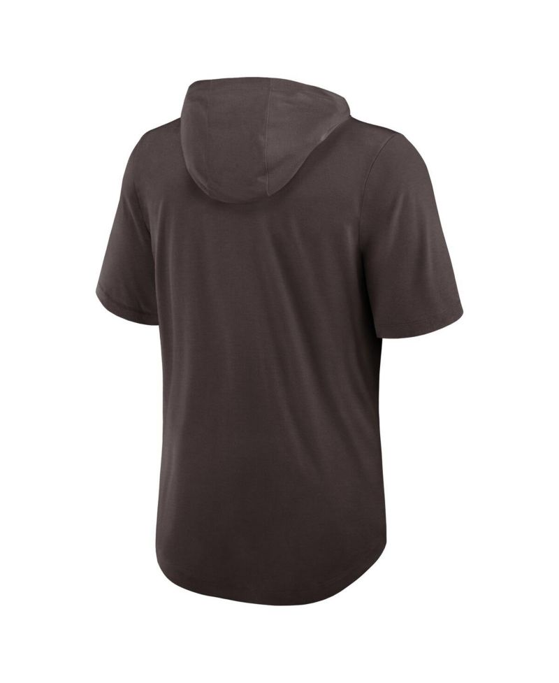 Men's Brown Cleveland Browns Lockup Tri-Blend Hoodie T-Shirt