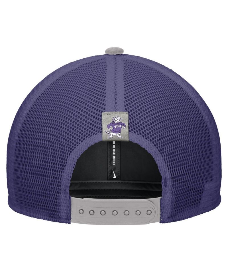 Men's Pewter TCU Horned Frogs Vintage Arch Rise Performance Trucker Adjustable Hat