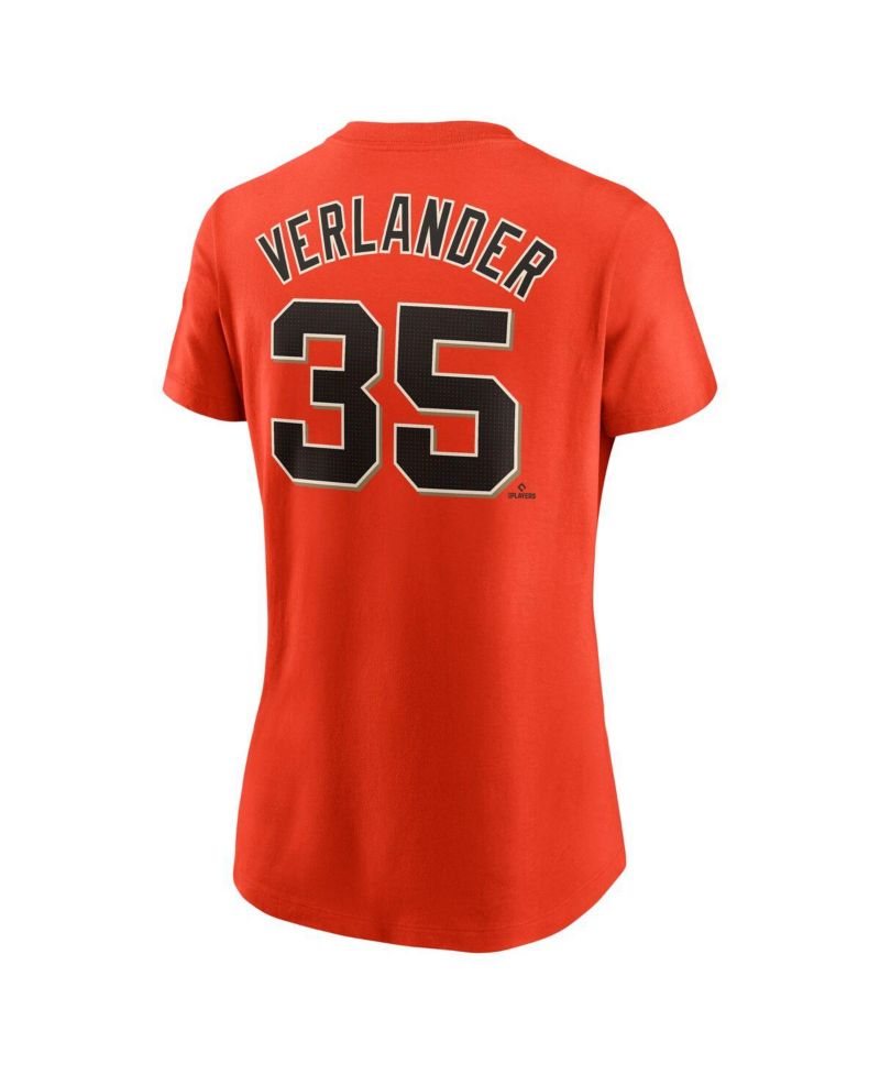 Women's Justin Verlander Orange San Francisco Giants Fuse Name & Number T-Shirt