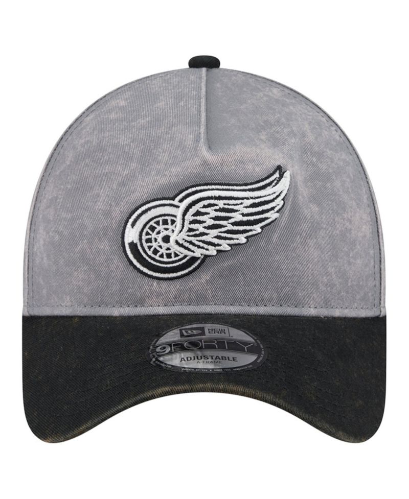 Men's Gray/Black Detroit Red Wings Storm A-Frame 9FORTY Adjustable Hat