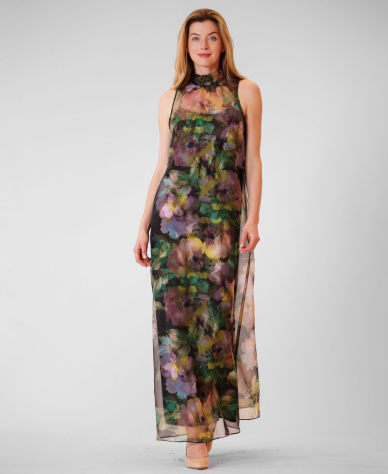 Women's Halter Neck Satin Overlay Dress