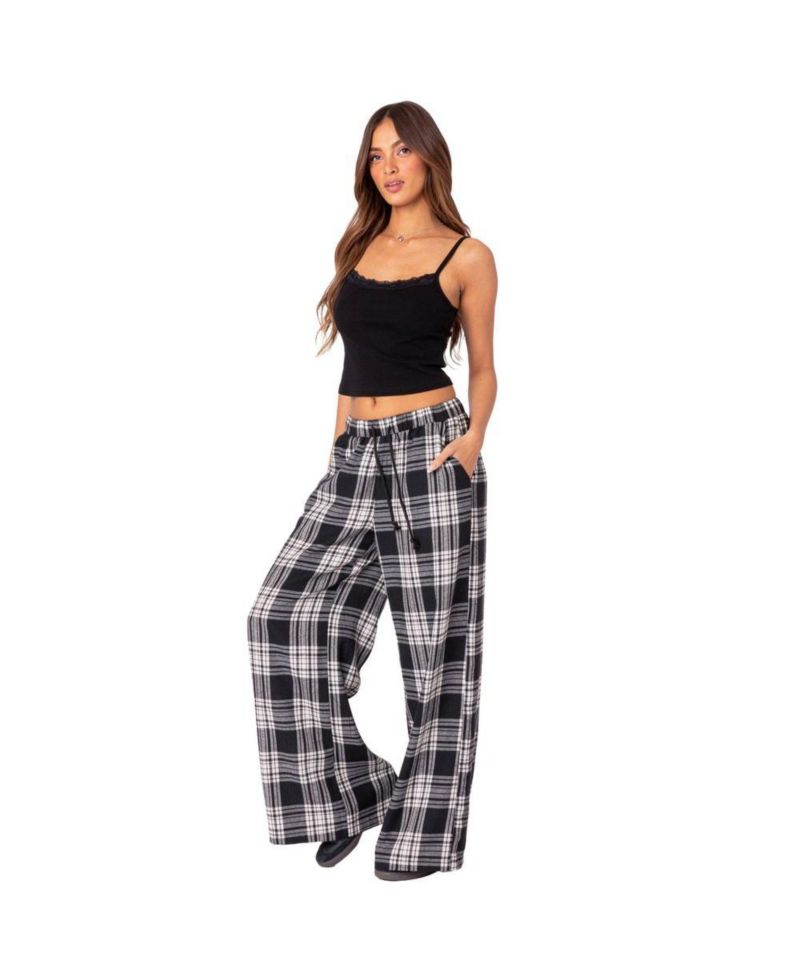 Women's Lounge Around plaid wide leg pants