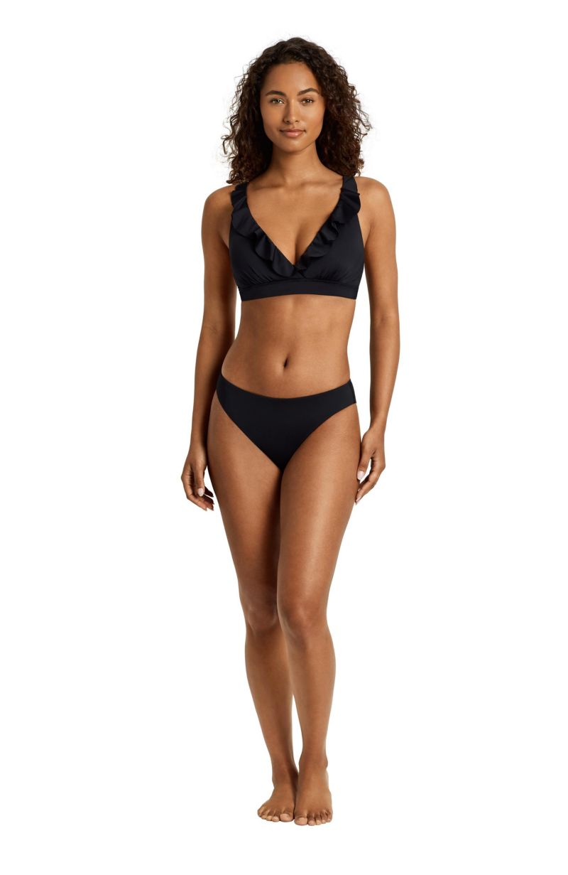 Women's Plumeria Ruffle Underwire Bralette Swimsuit Top