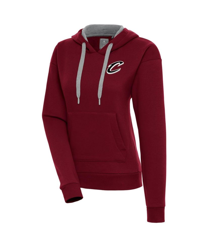 Women's Wine Cleveland Cavaliers Brushed Metallic Victory Pullover Hoodie