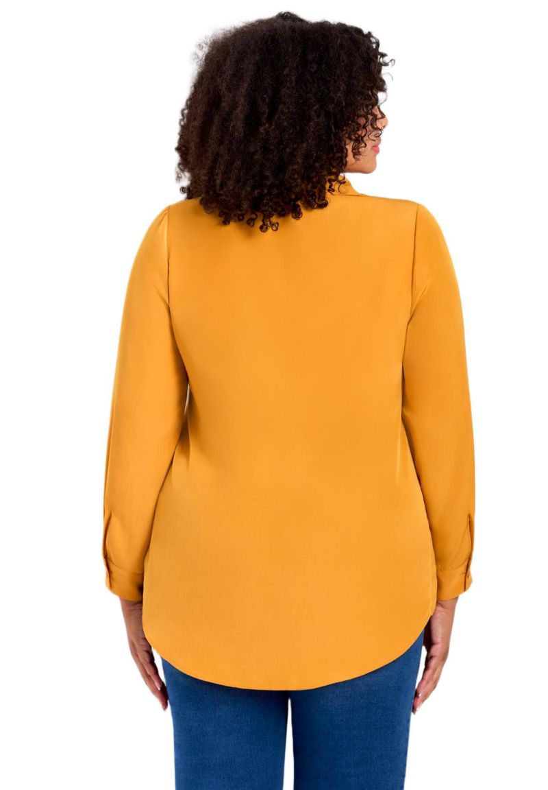 Women's Plus Size Pleated Button Down Shirt