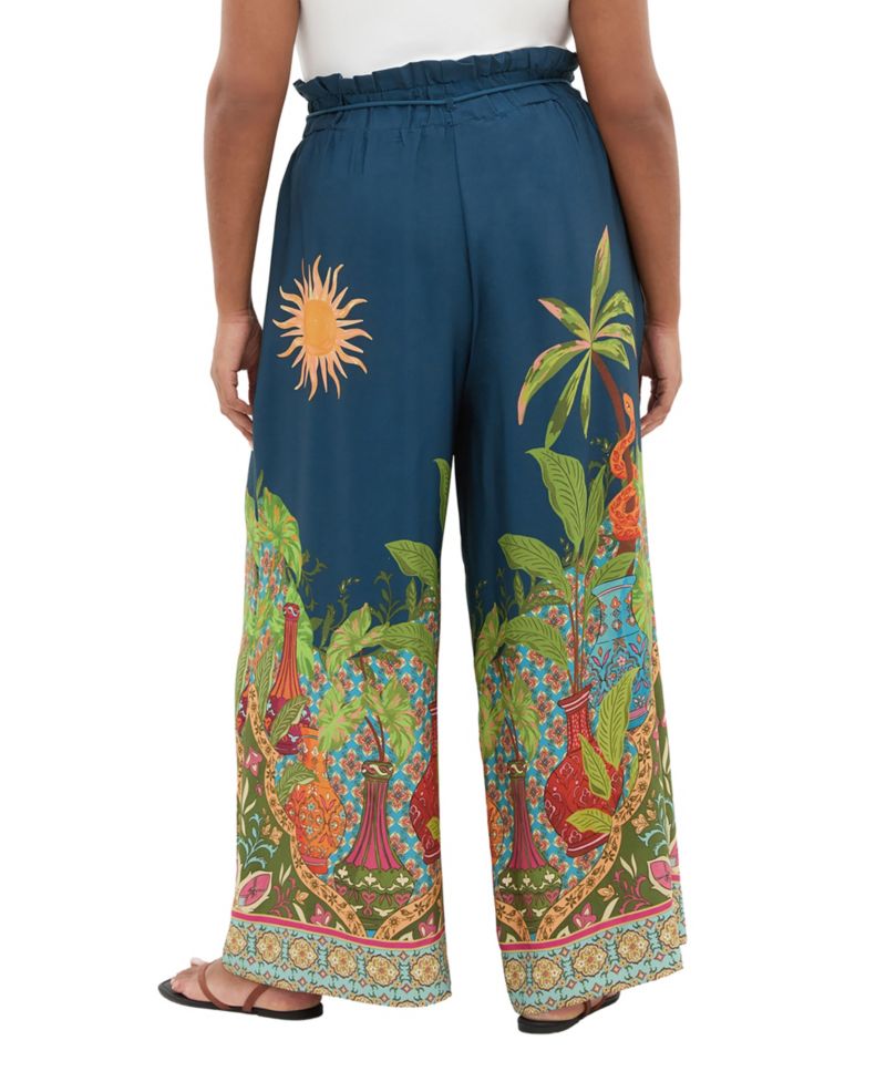 Plus Size Fools Paradise High-Rise Print Wide-Leg Pants