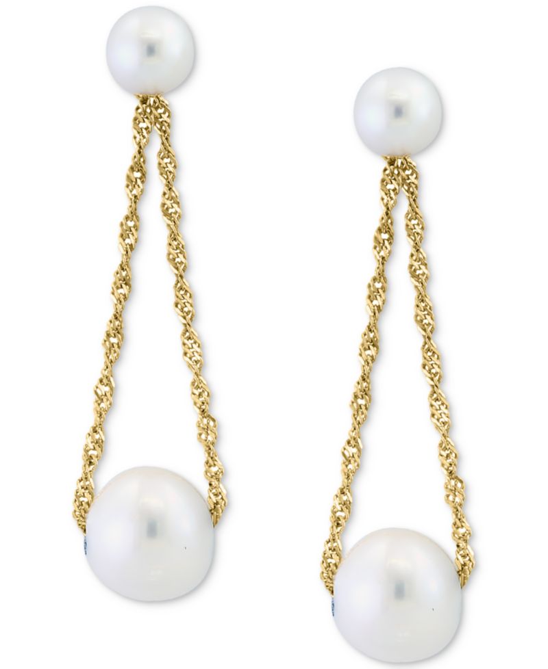 EFFY® Freshwater Pearl (4 & 6mm) Rope Dangle Drop Earrings in 14k Gold