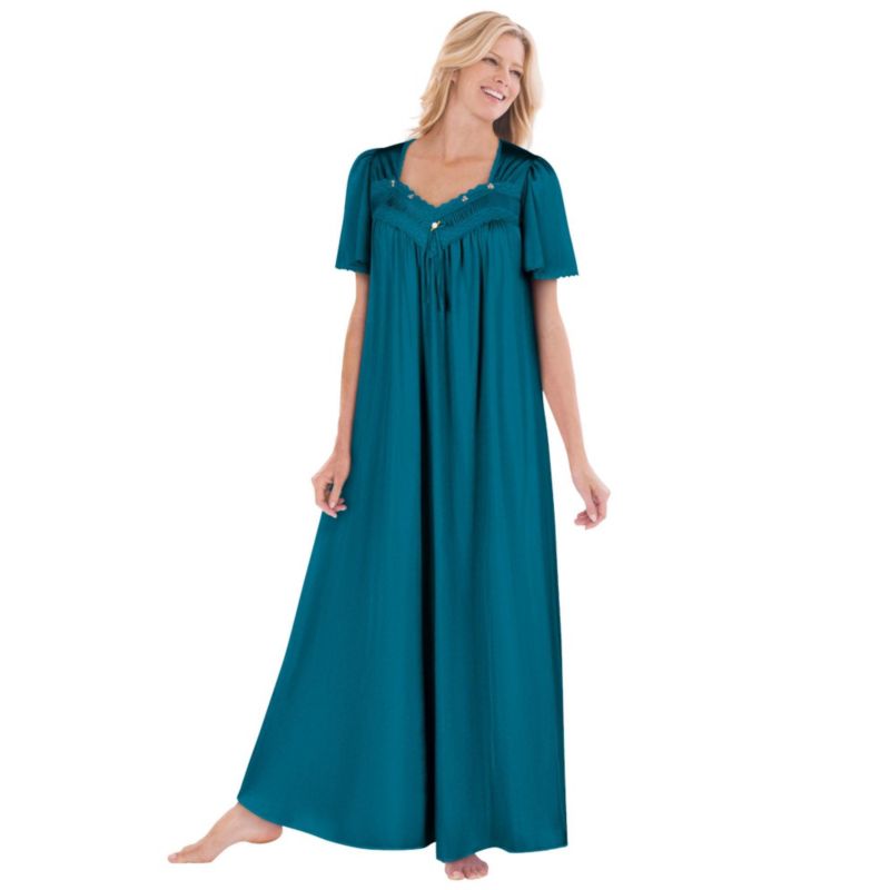 Plus Size Only Necessities Long Silky Lace-Trim Gown