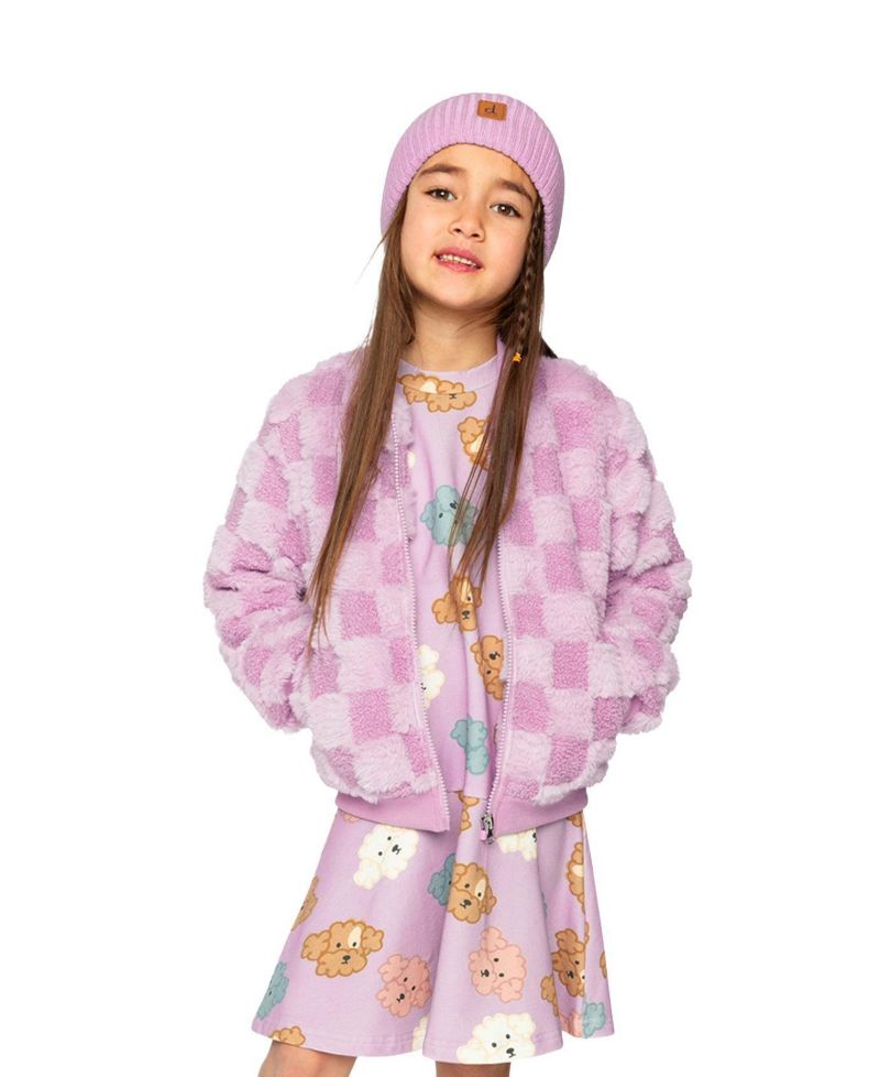 Little and Big Girl's (6-12) Faux Fur Jacquard Bomber Jacket