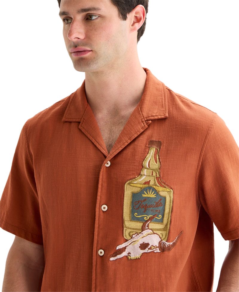 Men's Embroidered Tequila Time Short-Sleeve Shirt
