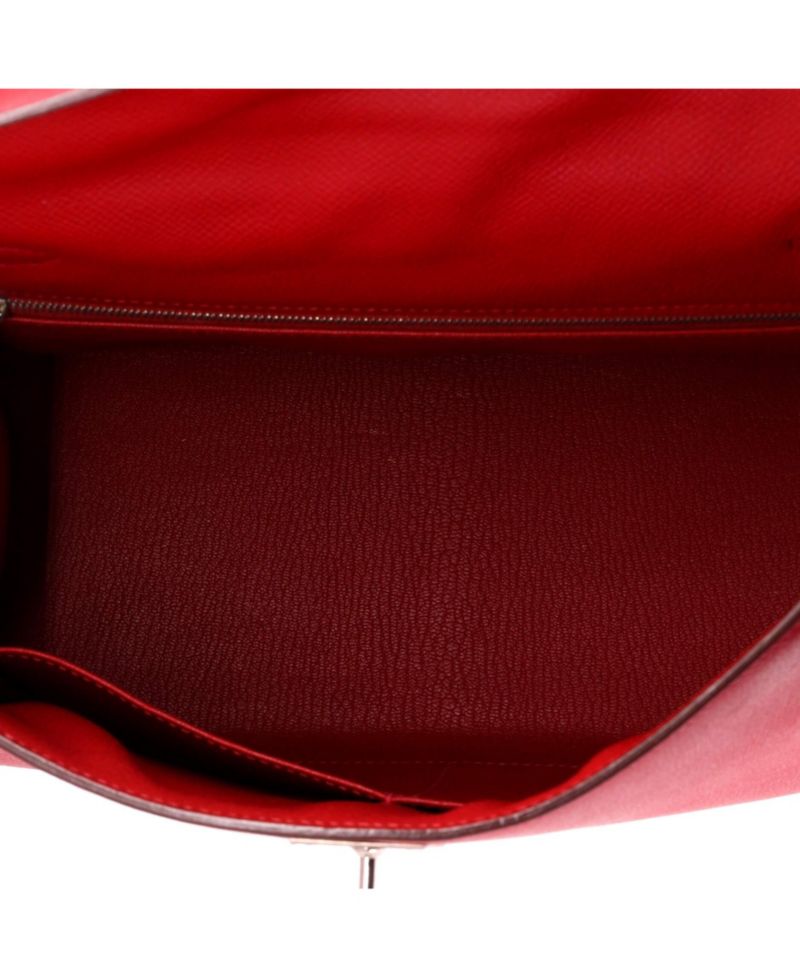 Kelly 28 Handbag Red Epsom with Palladium Hardware