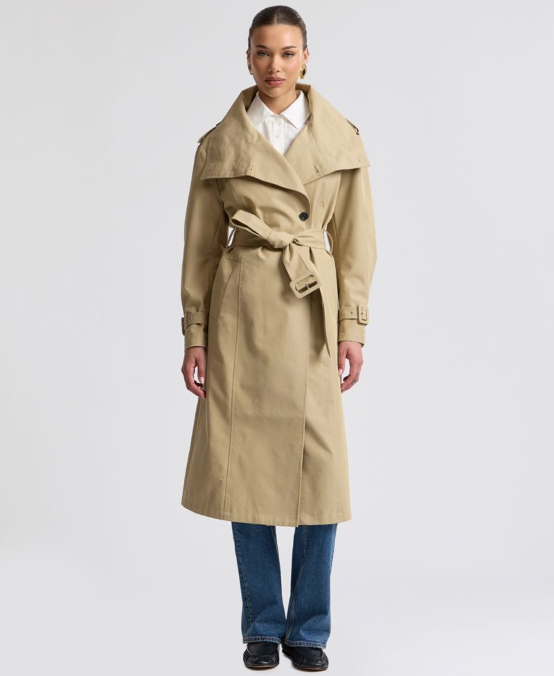 Women's Funnel Neck Slouchy Trench Coat