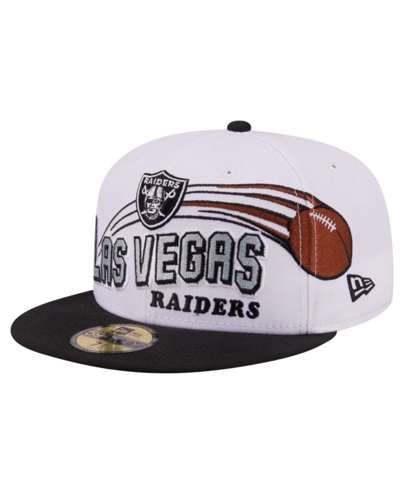 Men's White/Black Las Vegas Raiders Retro Swoop 59FIFTY Fitted Hat