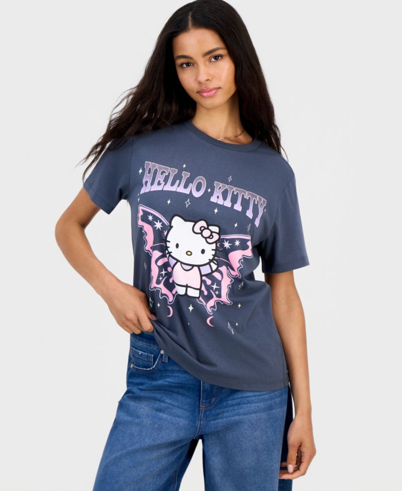 Juniors' Hello Kitty Butterfly Graphic-Print Tee