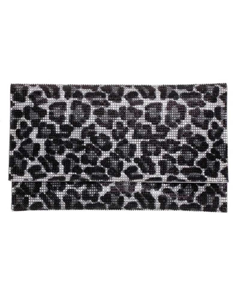 Leopard Print All Over Crystal Envelope Clutch
