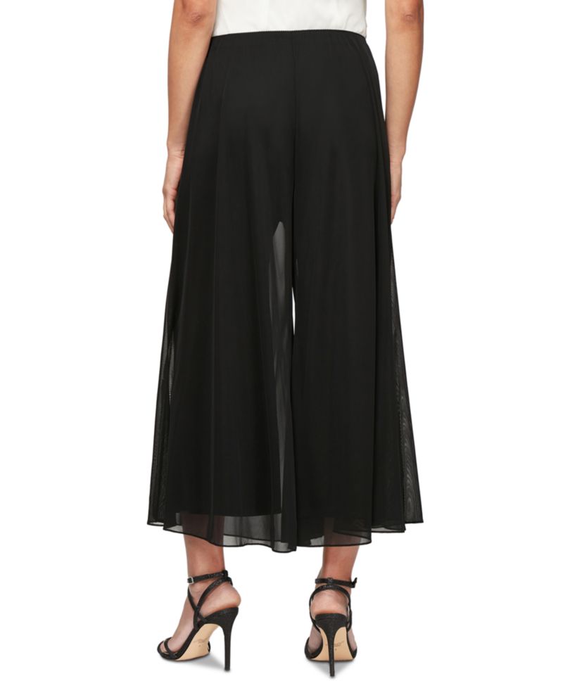 Chiffon Wide-Leg Capri Pants
