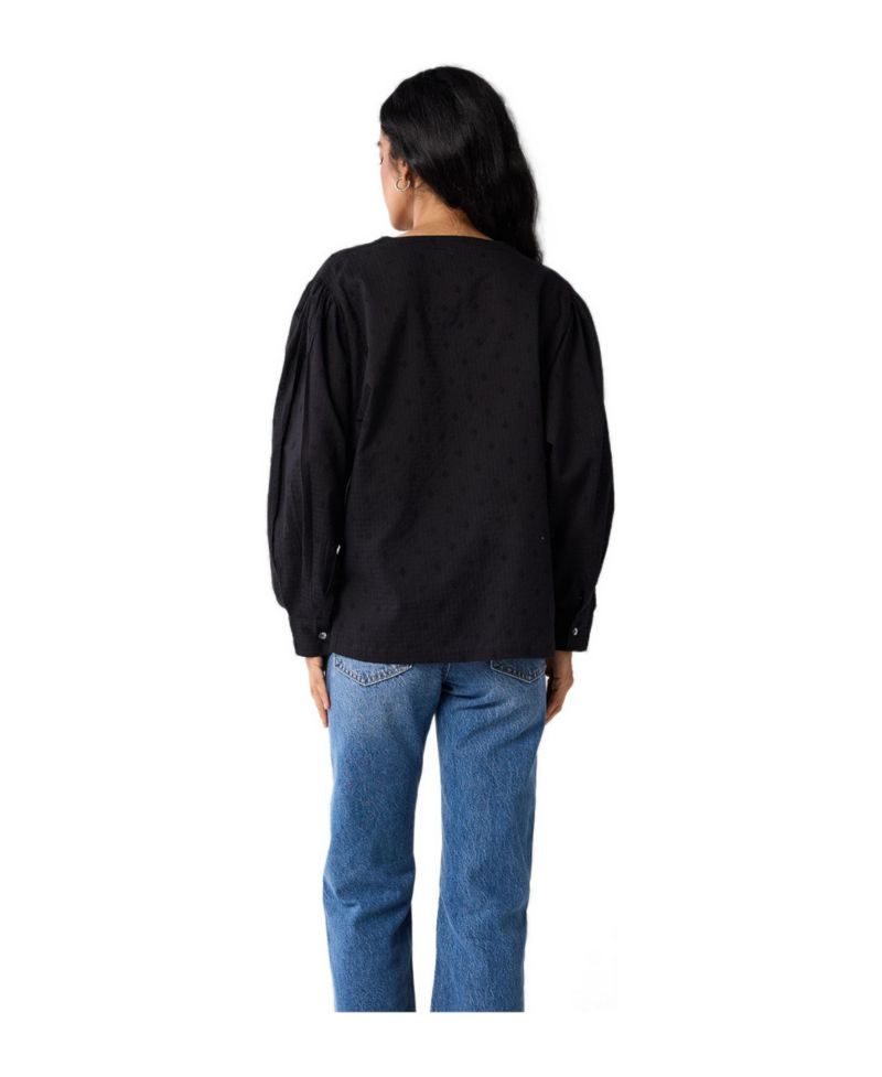 Women's Embroidered Shirt with Long Balloon Sleeves