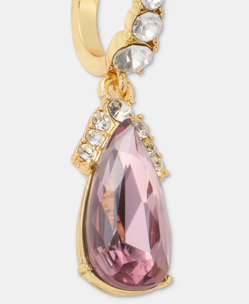 Crystal Pear-Shape Charm Hoop Earrings