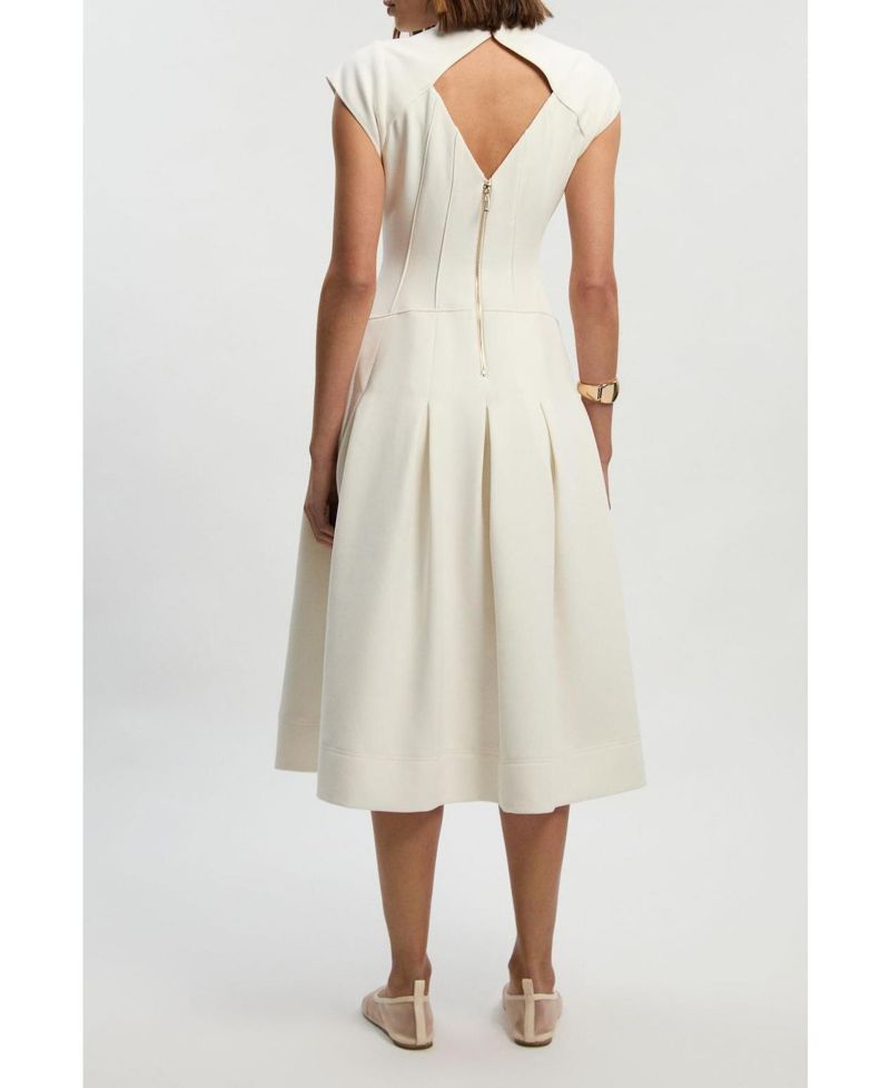 Women's Compact Stretch Dropped Waist Midi Dress