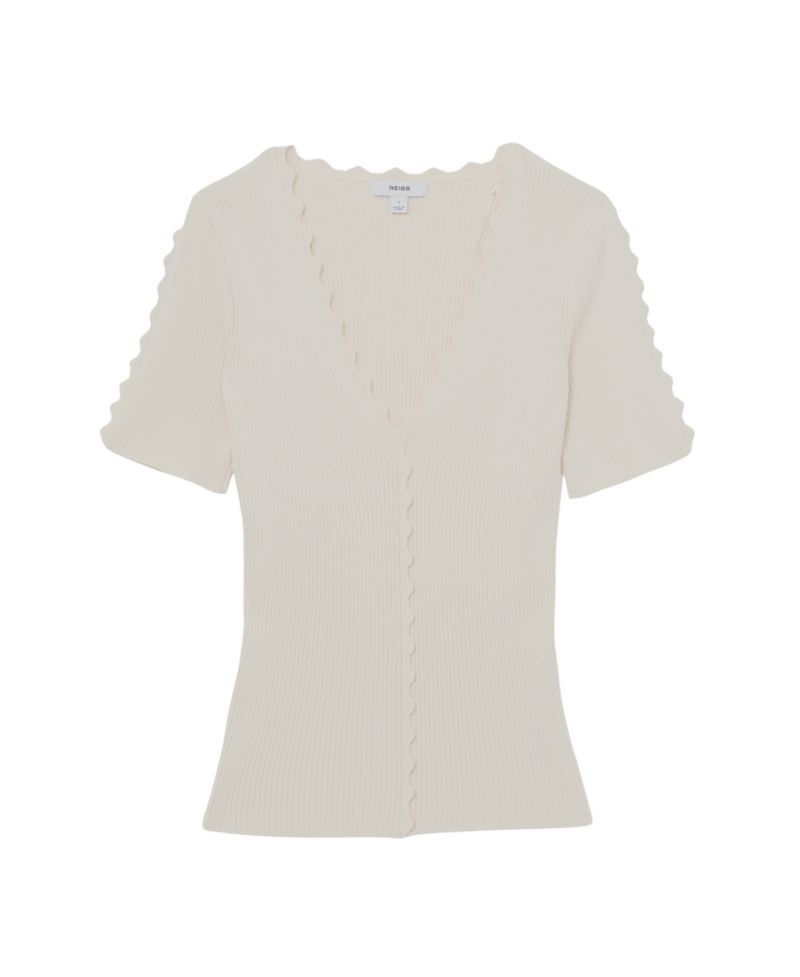 Women's Marcy Scallop-Trim Rib-Knit Top