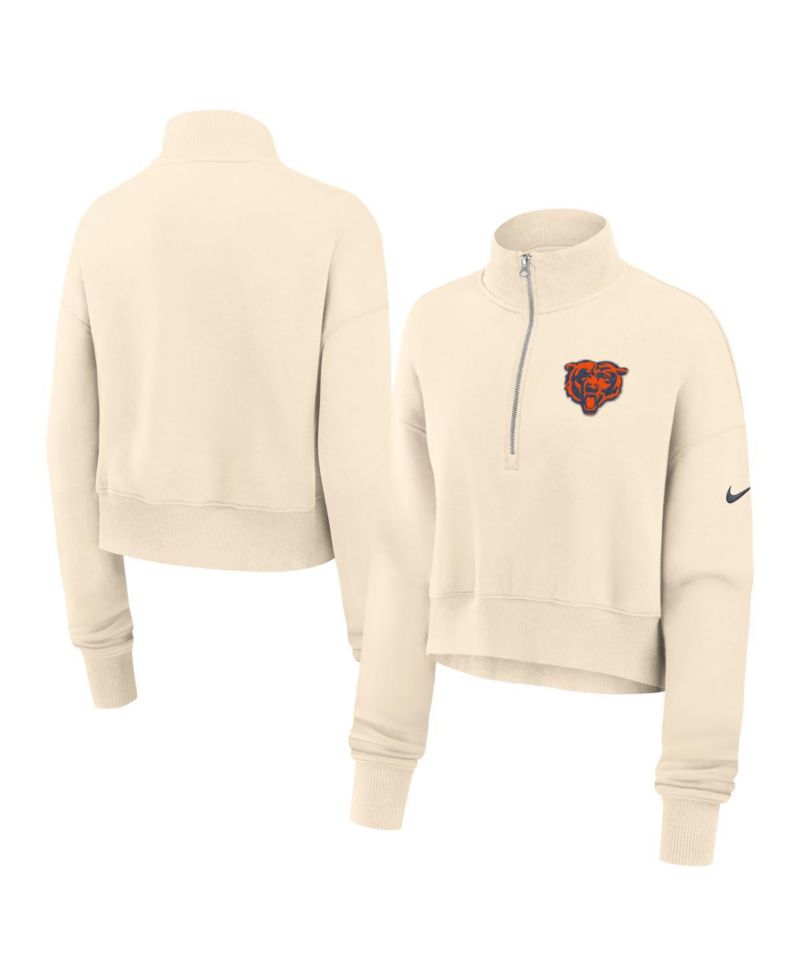 Women's Cream Chicago Bears Legacy Phoenix Fleece Cropped Half-Zip Sweatshirt