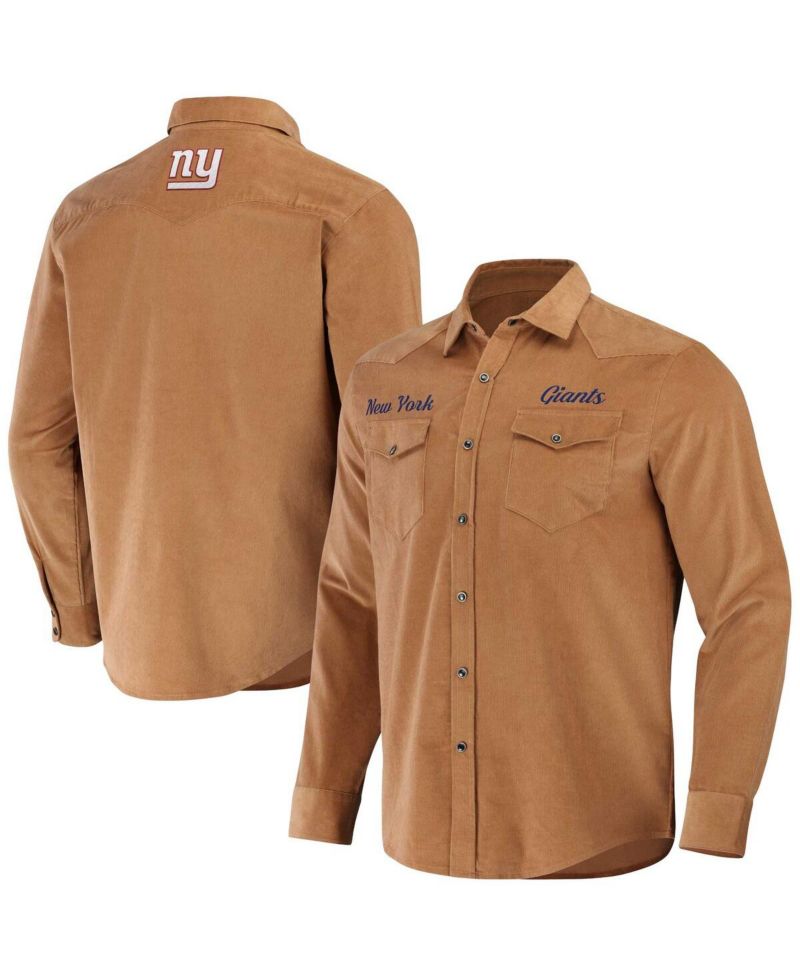 Men's NFL x Darius Rucker Collection by Tan New York Giants Western Button-Up Shirt