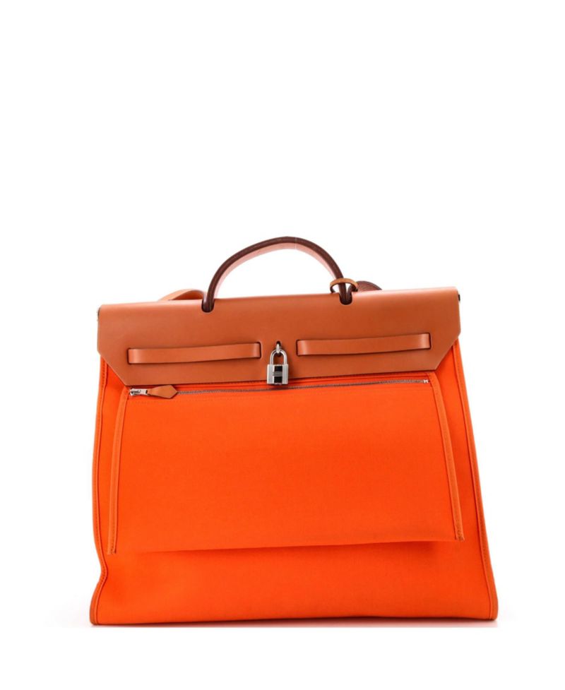 Pre-Owned Hermes 39 Herbag Zip Leather and Toile