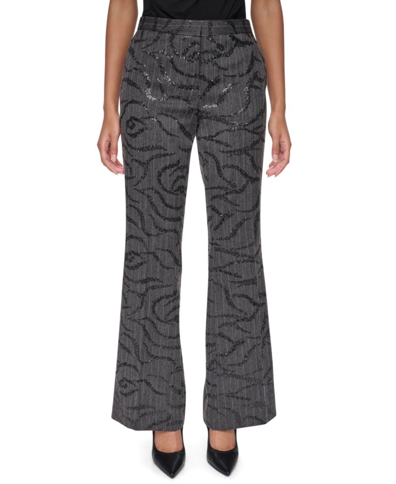 Women's Sequin Herringbone Wide-Leg Trousers