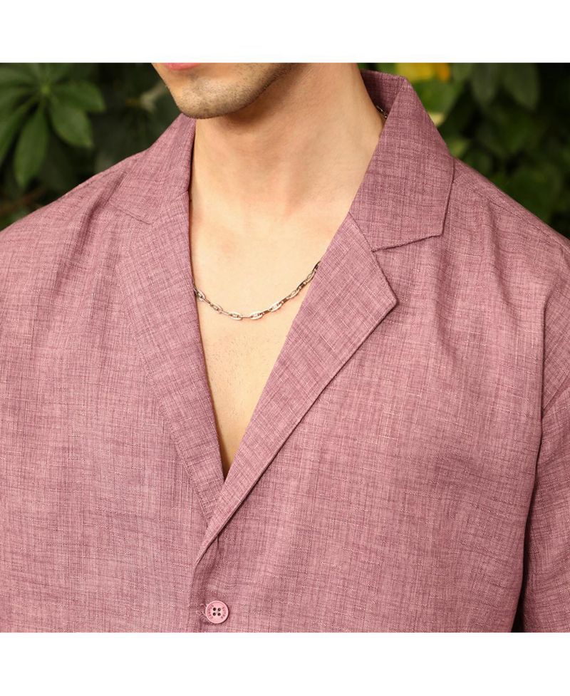 Men's Brick Red Heathered Korean Oversized Shirt