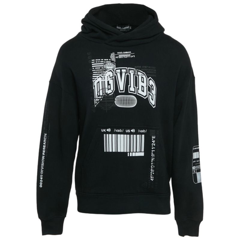 Men's Black Dgvibe3 Print Cotton Knit Hoodie