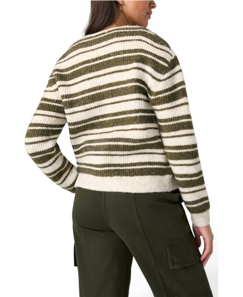 Women's Long-Sleeve V-Neck Striped Cardigan Sweater