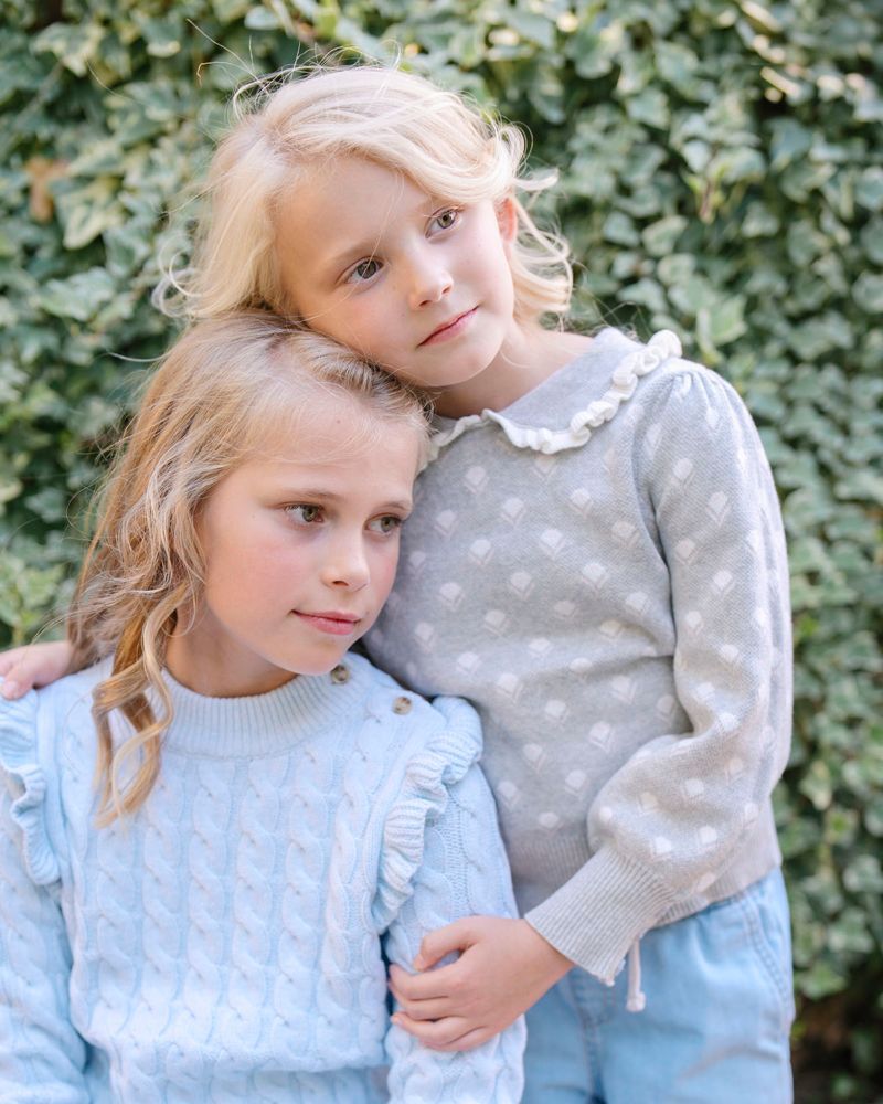 Hope and Henry Little and Big Girls' Organic Long Sleeve Peter Pan Collar Sweater