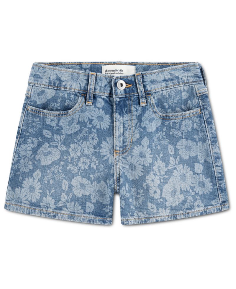 Girls’ High-Rise Relaxed Floral Denim Shorts