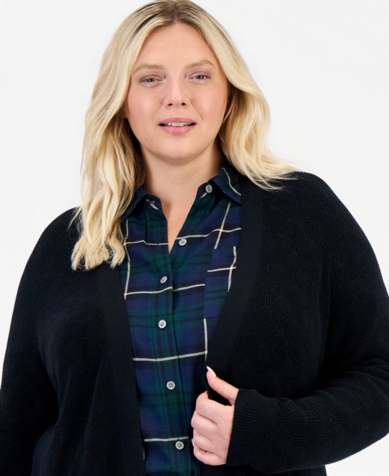Plus Open Stitch Cardigan, Macy's Exclusive