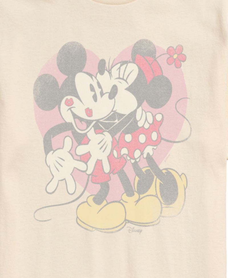 Men's Disney Mickey & Minnie Kiss Printed Short-Sleeve Graphic T-Shirt