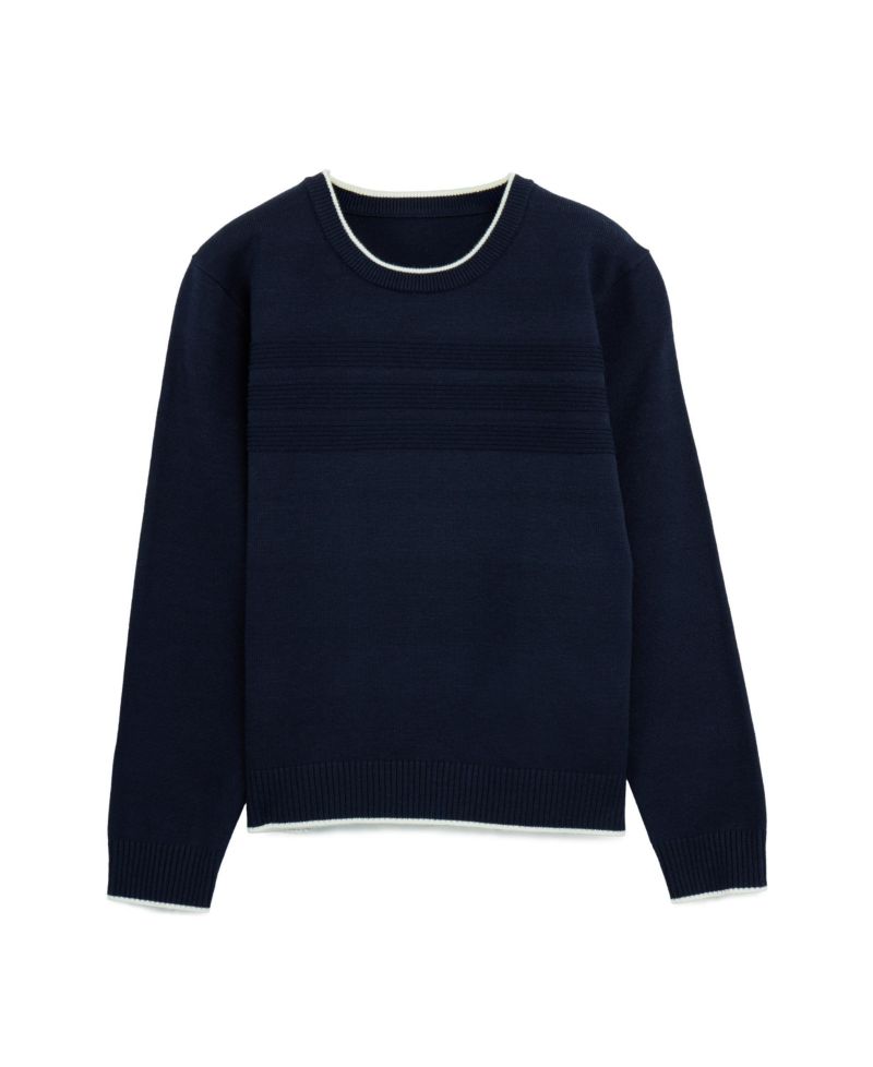 Boy's Moto Ribbing Detail Crew Neck Sweater