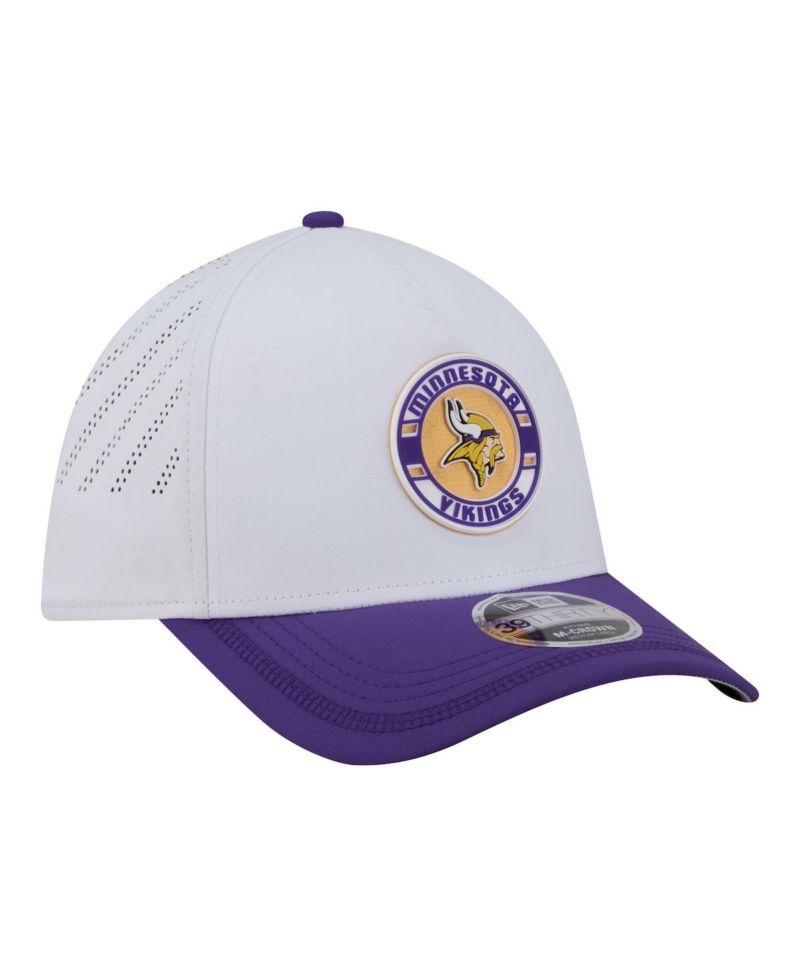 Men's White/Purple Minnesota Vikings Patch 39THIRTY A-Frame M-Crown Perforated Flex Hat