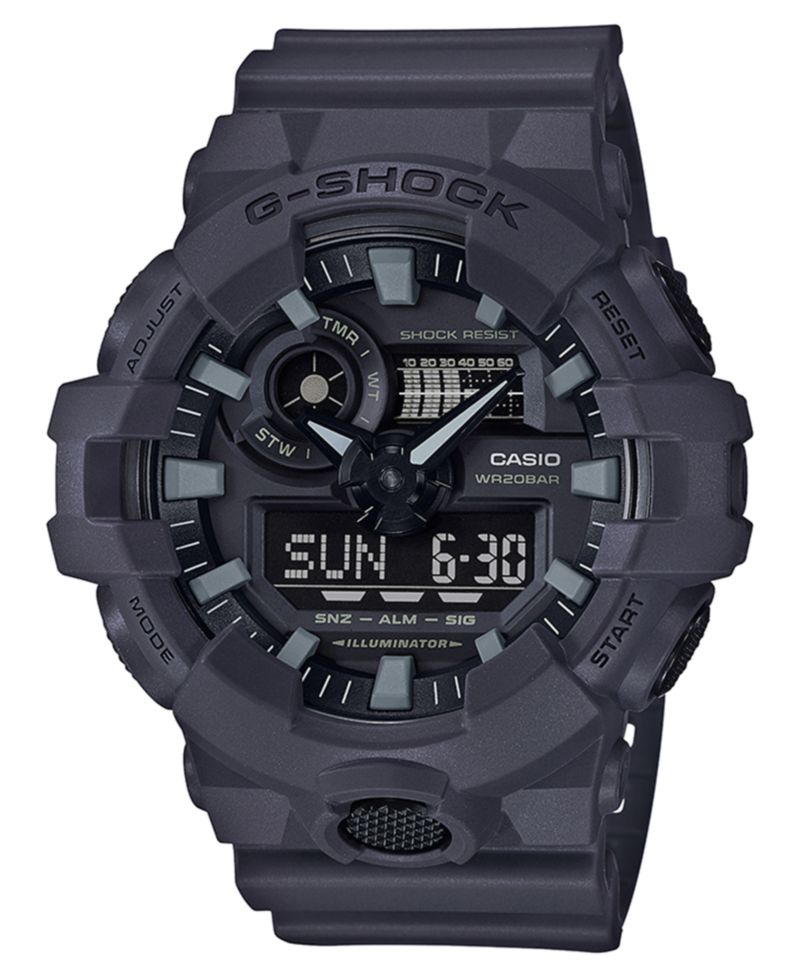 Men's Analog-Digital Dark Grey Resin Strap Watch 53mm