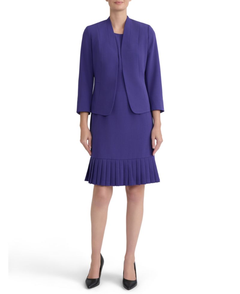Women's 3/4-Sleeve Open-Front Collarless Cardigan Blazer